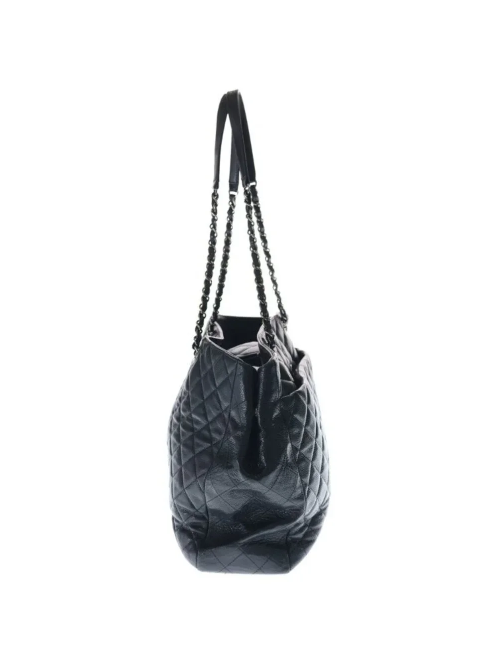 ★SOLD★ Chanel CC Logo Quilted Tote Chain Black Caviar Leather Silver - Picture 3 of 6